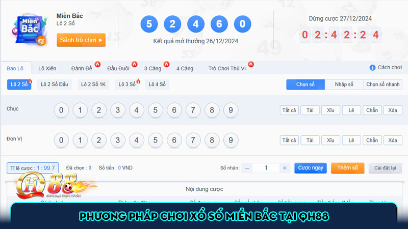Phương pháp chơi xổ số miền Bắc tại QH88